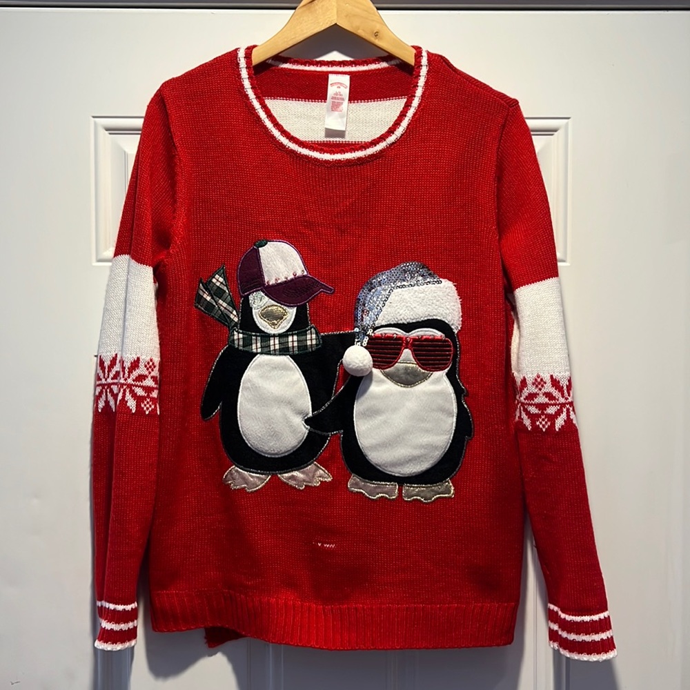 Holiday Time Ugly Sweater Penguin Sweater Size: L (12-14)